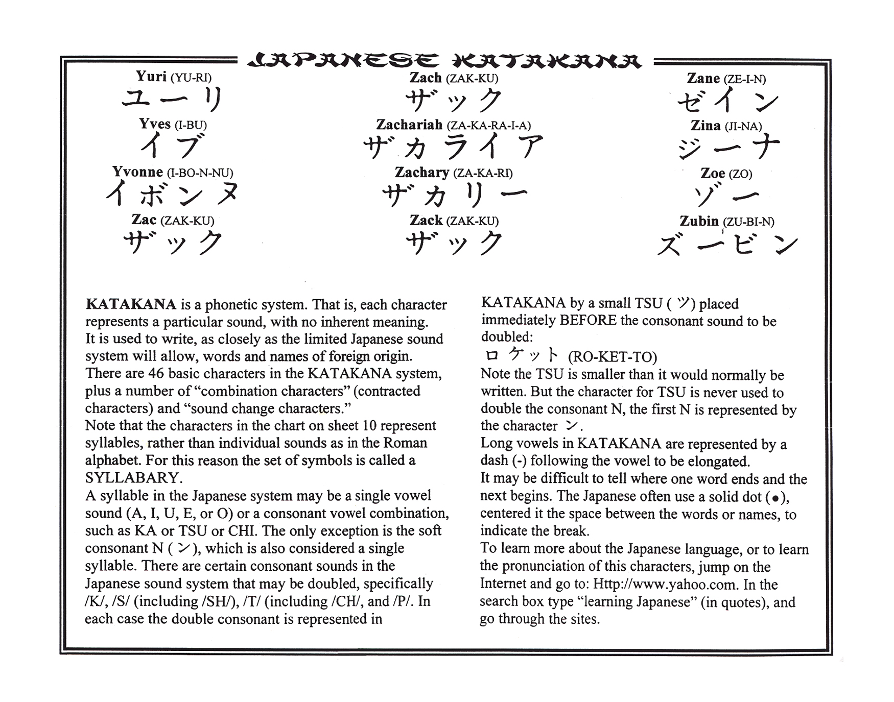 Chinese Name Chart 0541