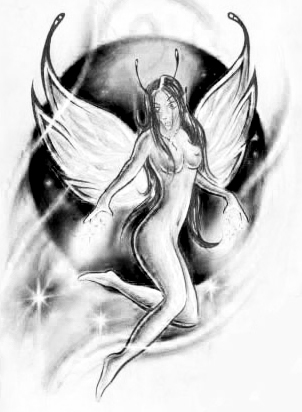 This angel tattoo could also have a lot of tribal elements to simplify the